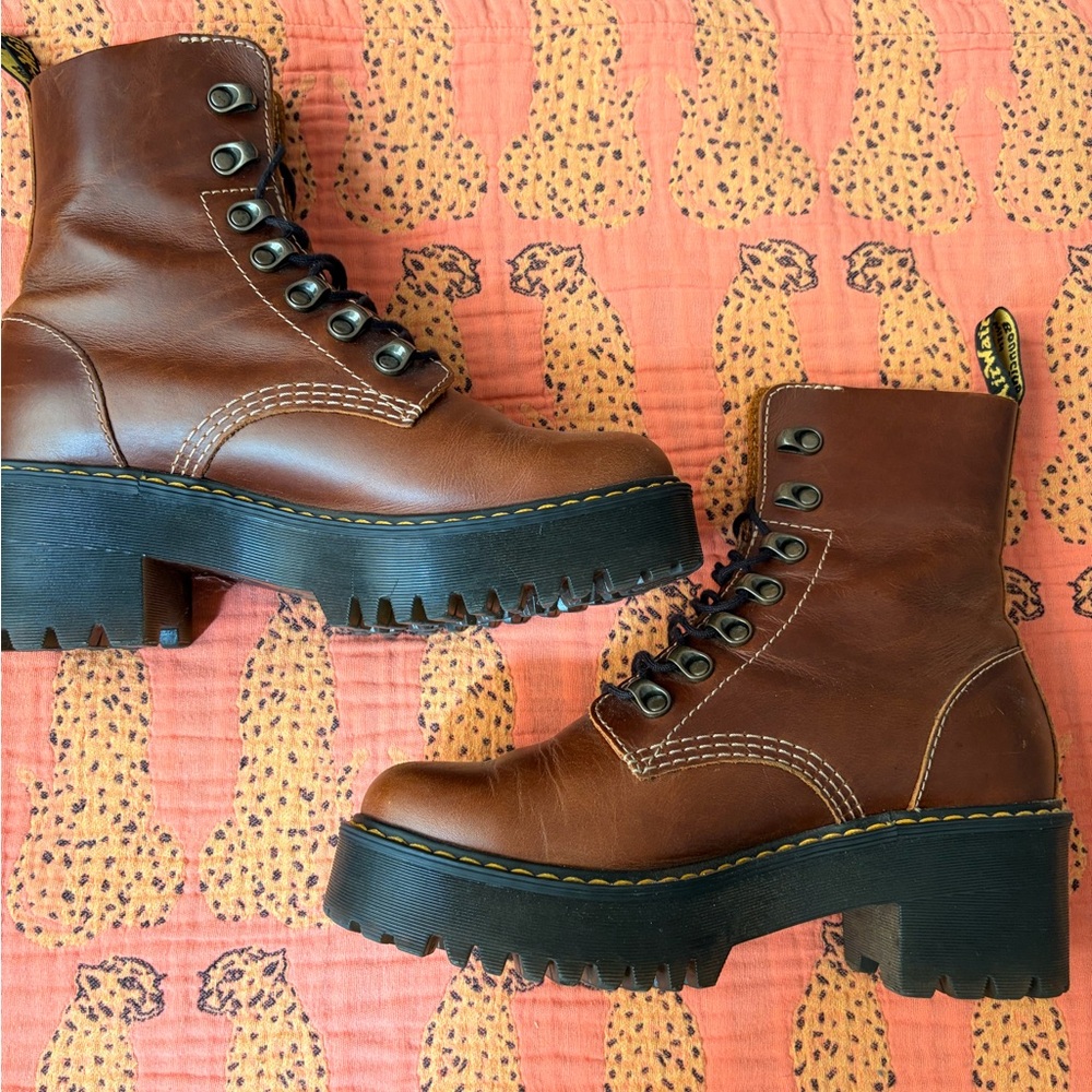 Dr. Martens Brown Leona Combat Boots